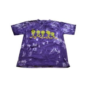 Vintage 90s 1997 Kids L Looney Tunes Cartoon Tweety Bird Shirt Tye Dye